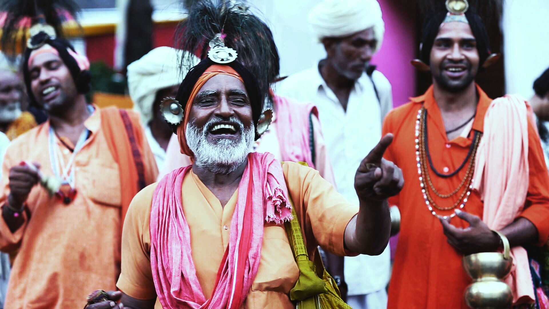 Holy men in saffron â€” the Kumbh Mela. â€” Nashik, Maharashtra