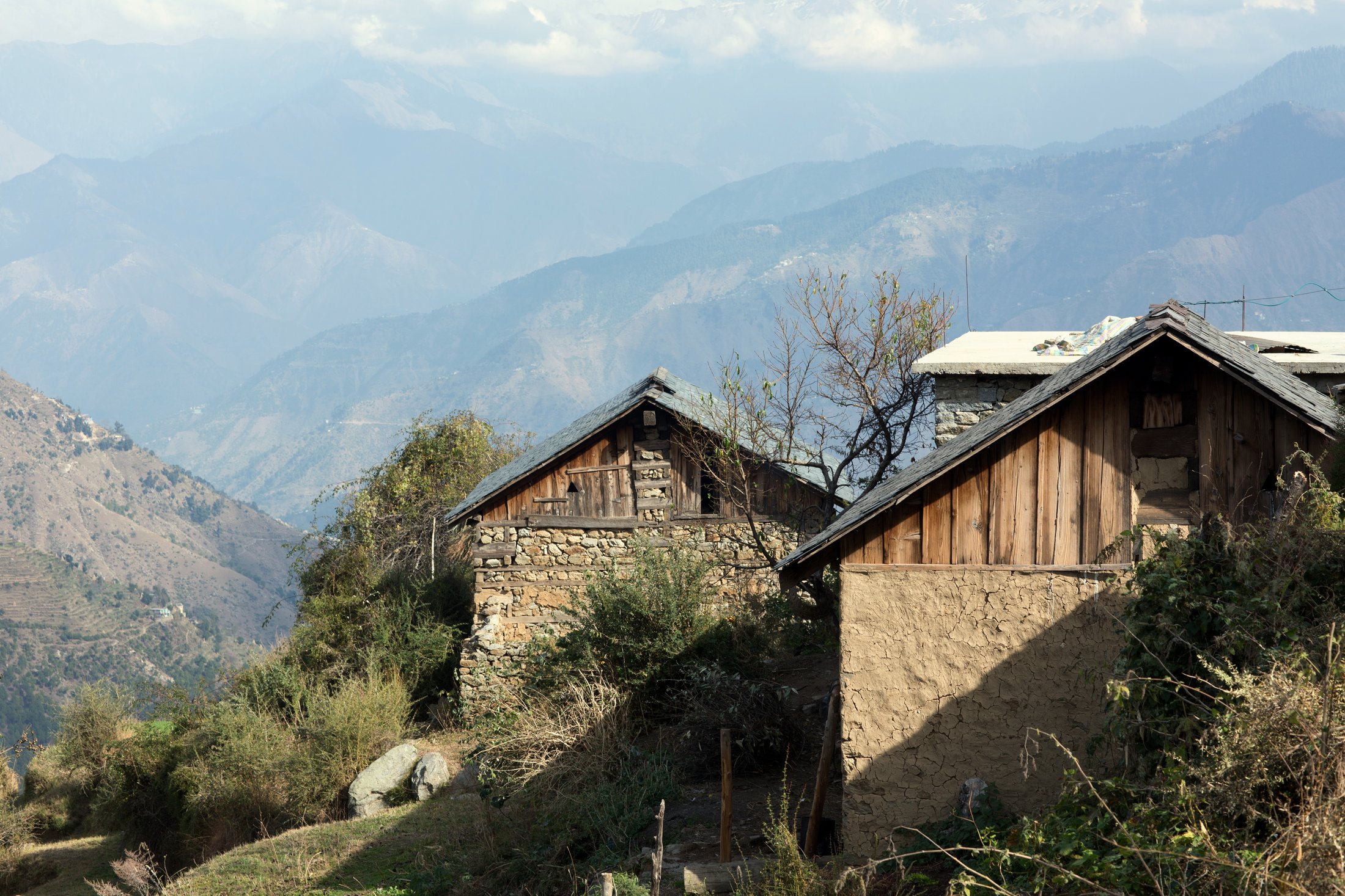 Stone-and-timber homes in the hills. â€” Himachal Pradesh Â· Nov 2015